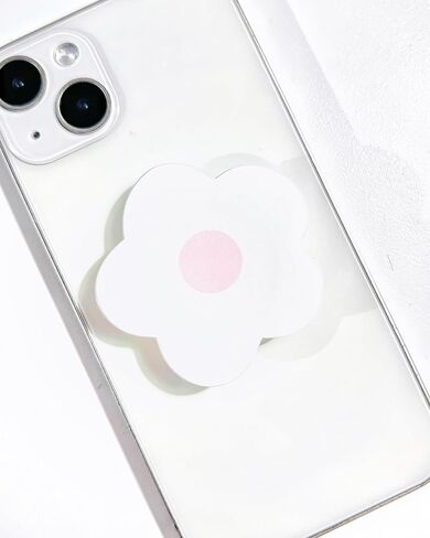 Simple Flowers Sticky Mobile Phone Grip,Solid Color Clear Cell Phone Stand, Expanding Cell Phone Charms Accessory, Interchangeable Finger Kickstand, Collapsible Handle Grip Holder for Kindle in Saudi Arabia
