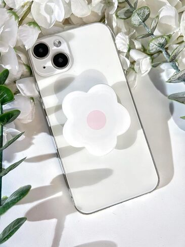 Simple Flowers Sticky Mobile Phone Grip,Solid Color Clear Cell Phone Stand, Expanding Cell Phone Charms Accessory, Interchangeable Finger Kickstand, Collapsible Handle Grip Holder for Kindle in Saudi Arabia