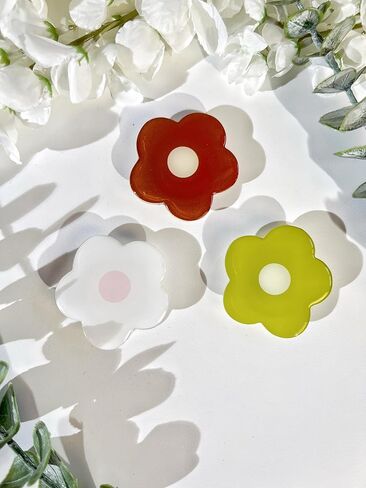 Simple Flowers Sticky Mobile Phone Grip,Solid Color Clear Cell Phone Stand, Expanding Cell Phone Charms Accessory, Interchangeable Finger Kickstand, Collapsible Handle Grip Holder for Kindle in Saudi Arabia