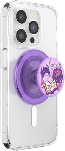 مقبض هاتف دائري من PopSockets متوافق مع MagSafe، يتضمن حلقة محول، حامل هاتف، متوافق مع الشحن اللاسلكي - Witches Brew Purple in Kuwait