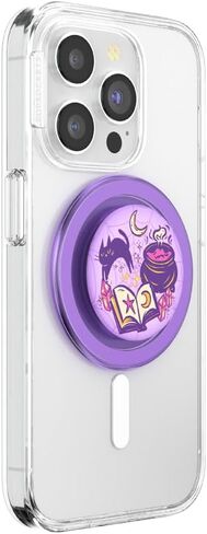 مقبض هاتف دائري من PopSockets متوافق مع MagSafe، يتضمن حلقة محول، حامل هاتف، متوافق مع الشحن اللاسلكي - Witches Brew Purple in Kuwait