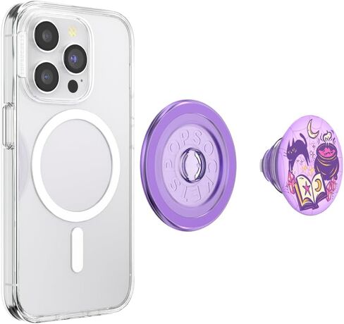 مقبض هاتف دائري من PopSockets متوافق مع MagSafe، يتضمن حلقة محول، حامل هاتف، متوافق مع الشحن اللاسلكي - Witches Brew Purple in Kuwait