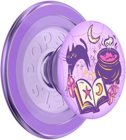 مقبض هاتف دائري من PopSockets متوافق مع MagSafe، يتضمن حلقة محول، حامل هاتف، متوافق مع الشحن اللاسلكي - Witches Brew Purple in Kuwait