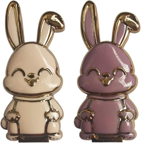【2 Pack】 Rabbit Phone Ring Holder Kickstand, ABS Electroplate Phone Back Ring Bunny Phone Hidden Stand Compatible with iPhone 14 Pro Max/13 Pro/12 Pro Max/Samsung LG Most Smartphones (Black+White) in Saudi Arabia