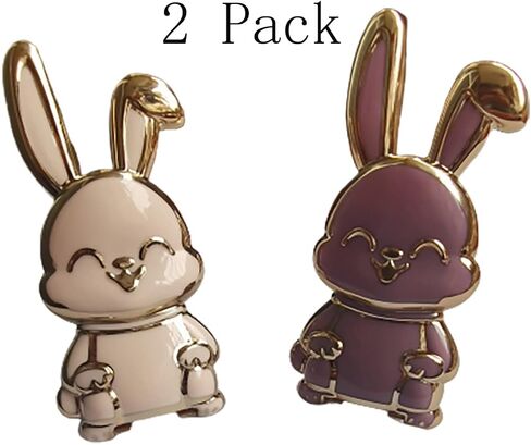 【2 Pack】 Rabbit Phone Ring Holder Kickstand, ABS Electroplate Phone Back Ring Bunny Phone Hidden Stand Compatible with iPhone 14 Pro Max/13 Pro/12 Pro Max/Samsung LG Most Smartphones (Black+White) in Saudi Arabia