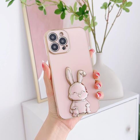 【2 Pack】 Rabbit Phone Ring Holder Kickstand, ABS Electroplate Phone Back Ring Bunny Phone Hidden Stand Compatible with iPhone 14 Pro Max/13 Pro/12 Pro Max/Samsung LG Most Smartphones (Black+White) in Saudi Arabia