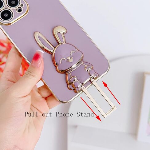 【2 Pack】 Rabbit Phone Ring Holder Kickstand, ABS Electroplate Phone Back Ring Bunny Phone Hidden Stand Compatible with iPhone 14 Pro Max/13 Pro/12 Pro Max/Samsung LG Most Smartphones (Black+White) in Saudi Arabia