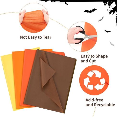 Simetufy Orange Tissue Paper for Gift Bags, 120 Sheets 14 x 20 Inches Yellow Wrapping Paper for Packaging, Tissue Paper Bulk for Fall, Halloween, Thanksgiving, Birthday, Holiday Decor and DIY Craft in Saudi Arabia