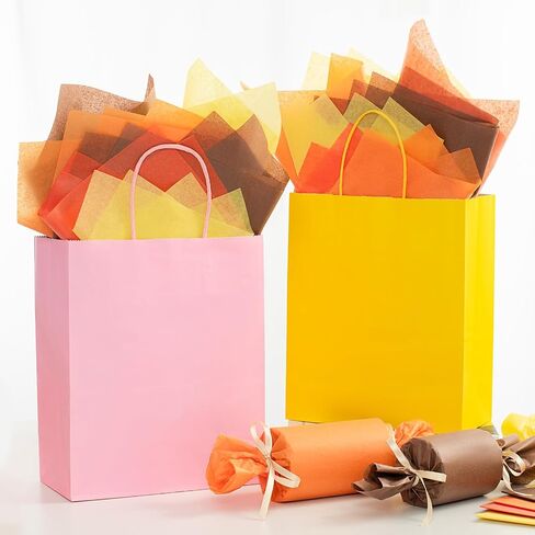 Simetufy Orange Tissue Paper for Gift Bags, 120 Sheets 14 x 20 Inches Yellow Wrapping Paper for Packaging, Tissue Paper Bulk for Fall, Halloween, Thanksgiving, Birthday, Holiday Decor and DIY Craft in Saudi Arabia