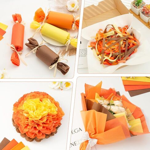 Simetufy Orange Tissue Paper for Gift Bags, 120 Sheets 14 x 20 Inches Yellow Wrapping Paper for Packaging, Tissue Paper Bulk for Fall, Halloween, Thanksgiving, Birthday, Holiday Decor and DIY Craft in Saudi Arabia