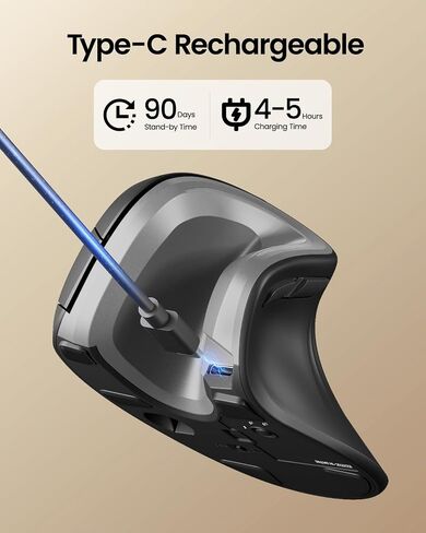 ماوس ProtoArc مريح، ماوس رأسي لاسلكي EM11 NL، ماوس Ergo مع أجهزة متعددة، ماوس USB-C قابل لإعادة الشحن لنظام التشغيل Windows، Mac OS، الكمبيوتر الشخصي/الكمبيوتر المحمول/الكمبيوتر المحمول، أزرق in Saudi Arabia