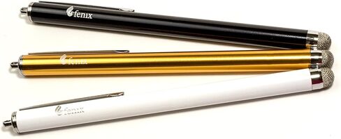 Fenix ​​- مجموعة من 3 أقلام [ذهبي، أسود، أبيض] مع طرف من الألياف الهجينة الدقيقة لهواتف iPhone 4/5/5c/6/6+، iPad/iPad Air/iPad Mini، وSamsung Galaxy S4/S5/S6/Edge وKindle Fire وSurface Pro والمزيد in Kuwait