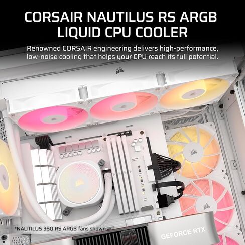 مبرد وحدة المعالجة المركزية السائل CORSAIR Nautilus 360 RS ARGB - 360 مم AIO - ضوضاء منخفضة - اتصال مباشر باللوحة الأم - سلسلة Daisy - Intel LGA 1851/1700، AMD AM5/AM4 - 3X RS120 ARGB متضمنة مراوح - أسود in Saudi Arabia