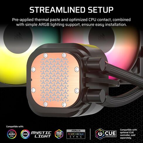 مبرد وحدة المعالجة المركزية السائل CORSAIR Nautilus 360 RS ARGB - 360 مم AIO - ضوضاء منخفضة - اتصال مباشر باللوحة الأم - سلسلة Daisy - Intel LGA 1851/1700، AMD AM5/AM4 - 3X RS120 ARGB متضمنة مراوح - أسود in Saudi Arabia