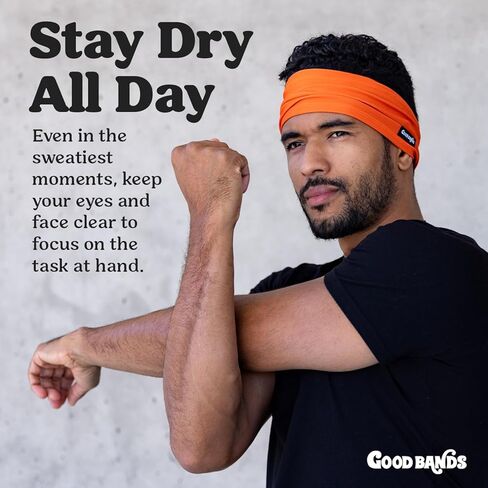 Sweatband for Men and Women - Unisex Headband That Wicks Moisture and Eliminates Excess Sweat - Running, Sports, Football, Triathlons, Construction, Yoga, Gym in Kuwait