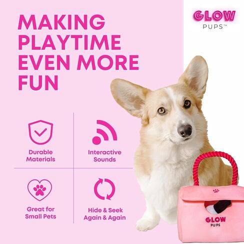 Hide and Seek Dog Toy Set, Pink Purse with Plush Toys, Squeakers, Crinkle Material, Rope Handle, for Small Dogs (Pink Purse Dog Toy with Lipstick, Cell Phone and Nail Polish Toys) in Kuwait