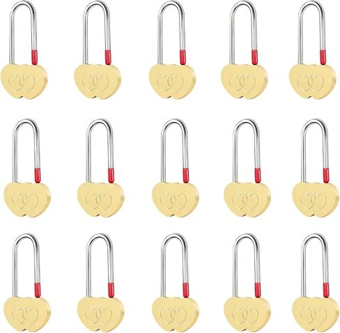 2 PCS Brass Double Heart Lock 3.5" 50mm Metal Love Padlock for Lovelock Bridge,Wedding & Anniversary(Keyless) in Saudi Arabia