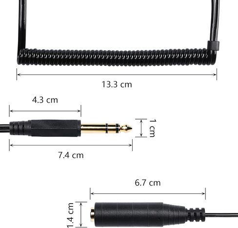 كابل CERRXIAN 1/4 بوصة مقسم ستيريو Y، قابس ذكر ستيريو 6.35 مم إلى كابل ملفوف صوتي جاك أنثى ستيريو 6.35 مم (6.35 م - 2 × 6.35 f) in Saudi Arabia