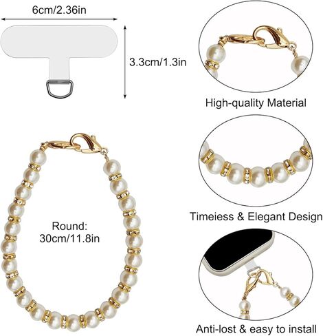 حزام معصم للهاتف مطرز بالرخام، سوار معصم بدون استخدام اليدين، حزام هاتف مضاد للسرقة، حبل للهاتف الخلوي مع قطعتين من رقع الهاتف المتوافقة مع معظم الهواتف الذكية iPhone Samsung Google LG (وردي) in Kuwait