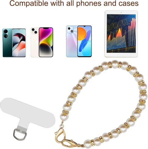 حزام معصم للهاتف مطرز بالرخام، سوار معصم بدون استخدام اليدين، حزام هاتف مضاد للسرقة، حبل للهاتف الخلوي مع قطعتين من رقع الهاتف المتوافقة مع معظم الهواتف الذكية iPhone Samsung Google LG (وردي) in Kuwait