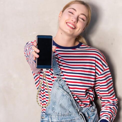 حزام معصم للهاتف مطرز بالرخام، سوار معصم بدون استخدام اليدين، حزام هاتف مضاد للسرقة، حبل للهاتف الخلوي مع قطعتين من رقع الهاتف المتوافقة مع معظم الهواتف الذكية iPhone Samsung Google LG (وردي) in Kuwait