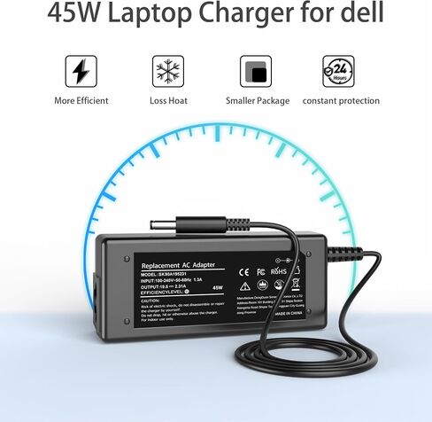 45W Laptop Charger for Dell Inspiron AC Adapter，Dell Inspiron 15 5000 11 13 14 17 3000 7000 3521 3451 3452 3567 5378 5458 5480 5481 2-in-1 7373 2-in-1 Power Supply Cord in Saudi Arabia