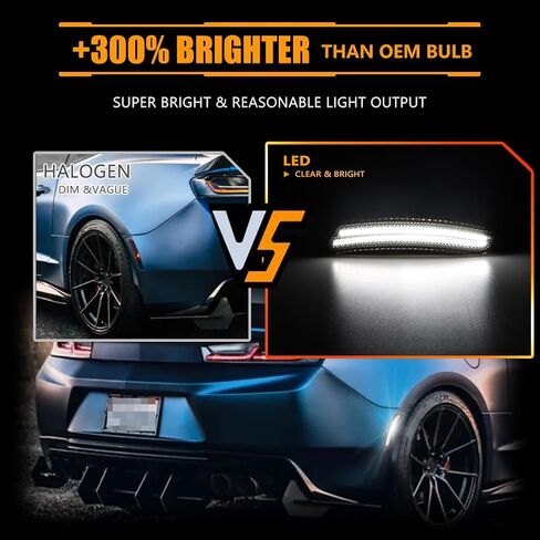 Front & Rear Fender LED Side Marker Lights for 2016 2017 2018 2019 2020 2021 Chevy Camaro, Camaro Smoked Lens Side Bumper Marker Lamps, Amber & Red LED Side Markers Turn Signal Lights, 4 PCS in Kuwait