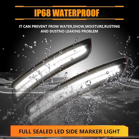 Front & Rear Fender LED Side Marker Lights for 2016 2017 2018 2019 2020 2021 Chevy Camaro, Camaro Smoked Lens Side Bumper Marker Lamps, Amber & Red LED Side Markers Turn Signal Lights, 4 PCS in Kuwait