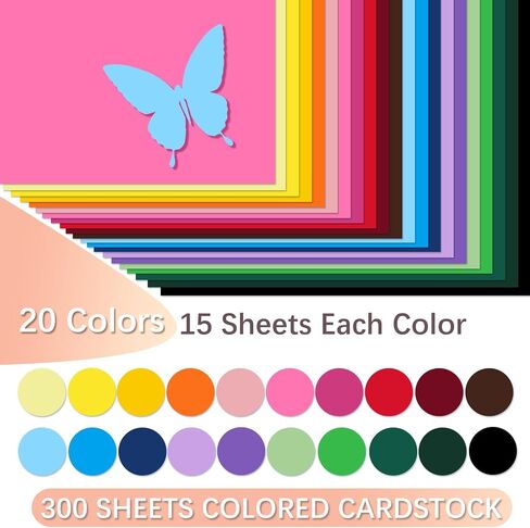 Ftumertly 40 Sheets Colored Cardstock, 20 Assorted Colors 180gsm/65lb Card Stock Paper 8.5 x 11 Card Stock Colored Paper, Colorful Cardstock Paper for Crafting, Christmas DIY Card Making, Scrapbooking in Saudi Arabia