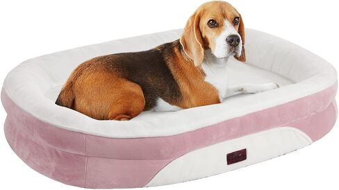 Orthopedic Dog Bed for Large Dogs, Dog Couch Design with Egg Foam Support, Removable, Washable Plush Cover and Non-Slip Bottom with Four Sided Bolster Cushion (Pink) in Saudi Arabia