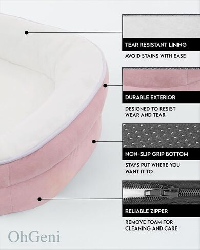 Orthopedic Dog Bed for Large Dogs, Dog Couch Design with Egg Foam Support, Removable, Washable Plush Cover and Non-Slip Bottom with Four Sided Bolster Cushion (Pink) in Saudi Arabia