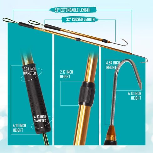 Extendable Aluminum Fish Gaff Hook with Sharp Stainless Steel Fishing Spear Hook Holder in Kuwait