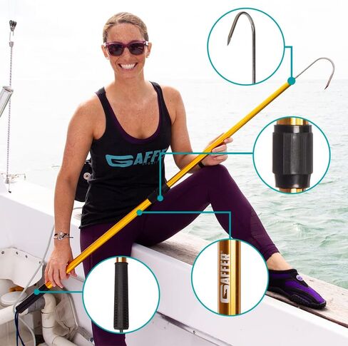 Extendable Aluminum Fish Gaff Hook with Sharp Stainless Steel Fishing Spear Hook Holder in Kuwait