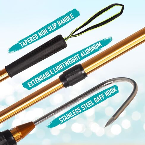 Extendable Aluminum Fish Gaff Hook with Sharp Stainless Steel Fishing Spear Hook Holder in Kuwait