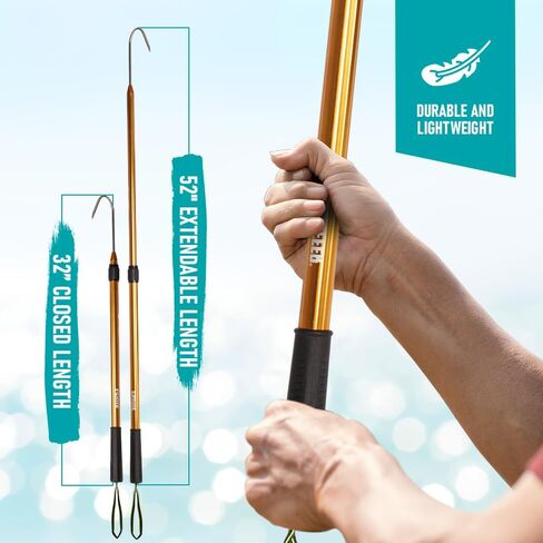 Extendable Aluminum Fish Gaff Hook with Sharp Stainless Steel Fishing Spear Hook Holder in Kuwait