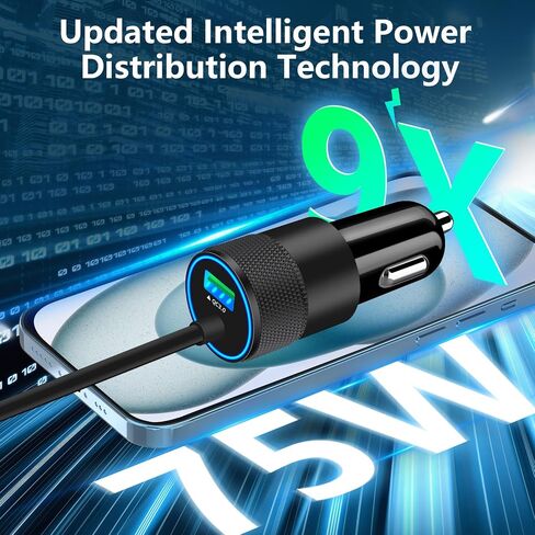【Apple MFi Certified】iPhone 16 Fast Car Charger, Braveridge 75W USB-C PD&QC3.0 Car Power Cigarette Lighter USB Charger Adapter with 6FT Type-C Cable for iPhone 16 Pro/16 Pro Max/15/15 Pro/Galaxy/Pixel in Saudi Arabia