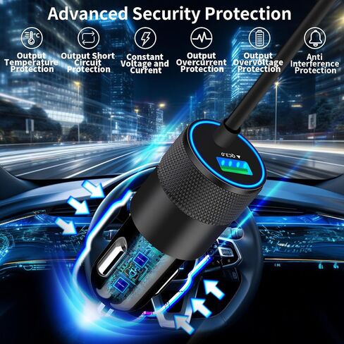 【Apple MFi Certified】iPhone 16 Fast Car Charger, Braveridge 75W USB-C PD&QC3.0 Car Power Cigarette Lighter USB Charger Adapter with 6FT Type-C Cable for iPhone 16 Pro/16 Pro Max/15/15 Pro/Galaxy/Pixel in Saudi Arabia