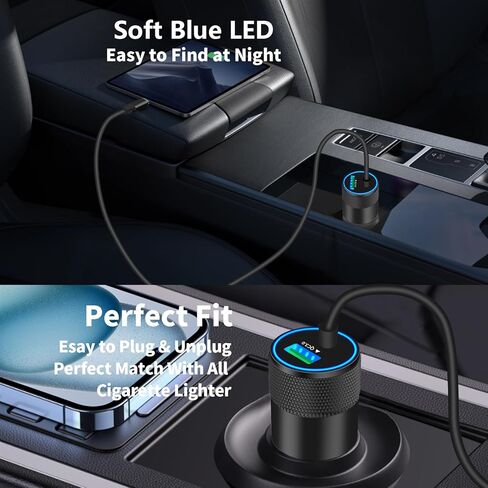 【Apple MFi Certified】iPhone 16 Fast Car Charger, Braveridge 75W USB-C PD&QC3.0 Car Power Cigarette Lighter USB Charger Adapter with 6FT Type-C Cable for iPhone 16 Pro/16 Pro Max/15/15 Pro/Galaxy/Pixel in Saudi Arabia