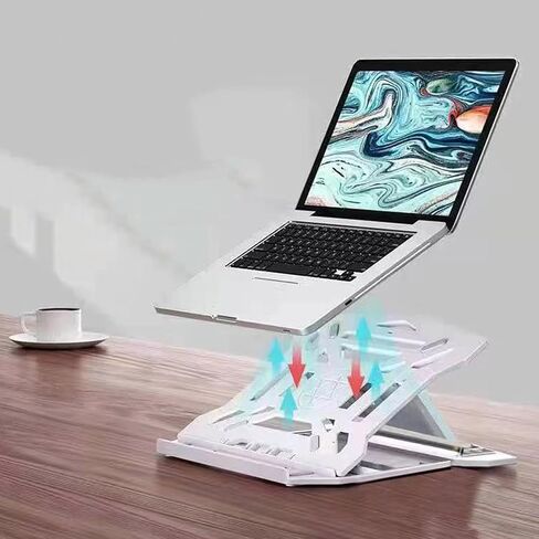Laptop Stand Heat Dissipation Rotatable Desktop Office Lift Bracket Portable Height Enhancement Base Folding N2 White Upgrade [Bottom Rotating] in Kuwait