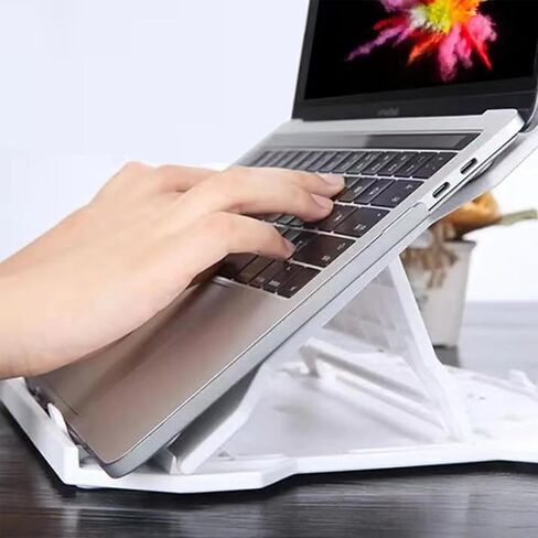 Laptop Stand Heat Dissipation Rotatable Desktop Office Lift Bracket Portable Height Enhancement Base Folding N2 White Upgrade [Bottom Rotating] in Kuwait
