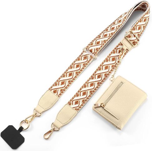 Diaclara Clip and Go Phone Strap with Zipper Pouch- Stylish Crossbody Adjustable Chain Lanyard with Leather Wallet for All Phones, Leopard print in Saudi Arabia