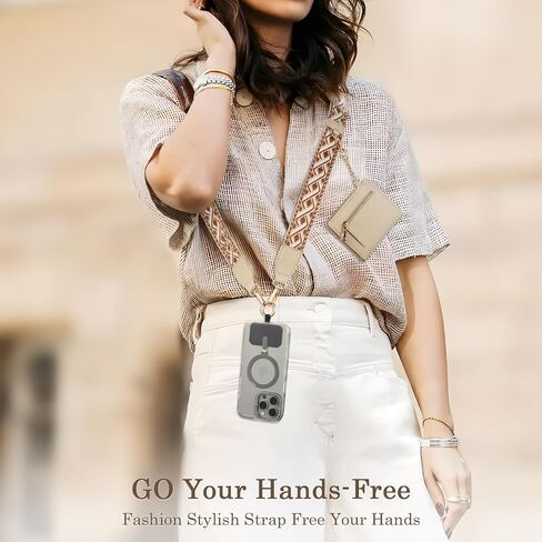 Diaclara Clip and Go Phone Strap with Zipper Pouch- Stylish Crossbody Adjustable Chain Lanyard with Leather Wallet for All Phones, Leopard print in Saudi Arabia