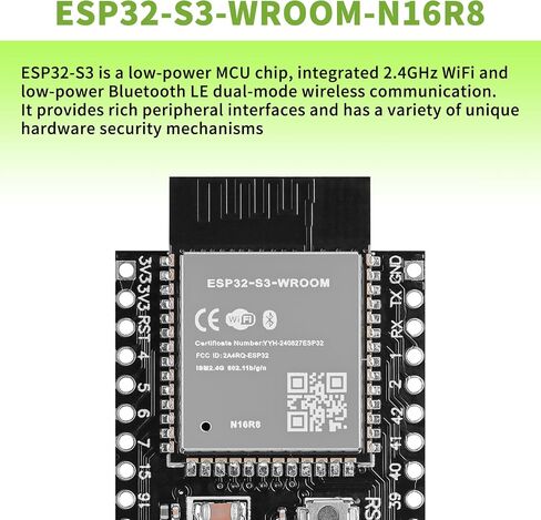 3pcs ESP32-S3-DevKitC-1-N16R8 Development Board Integrated 2.4GHz WiFi Bluetooth 5.0 ESP32-S3-WROOM-1 Microcontroller Processor Dual Type C Interface for Arduino in Saudi Arabia