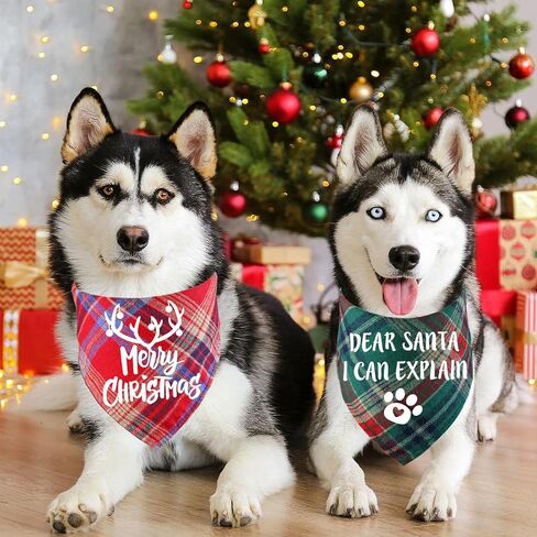 STMK 4 Pack Christmas Dog Bandanas, Dog Holiday Christmas Bandanas Scarf for Small Medium Large Dogs (Large) in Kuwait