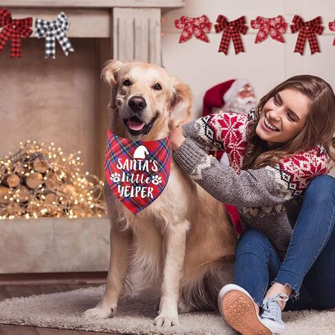 STMK 4 Pack Christmas Dog Bandanas, Dog Holiday Christmas Bandanas Scarf for Small Medium Large Dogs (Large) in Kuwait