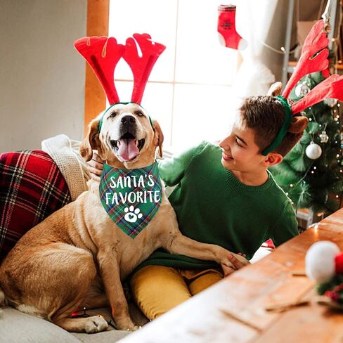 STMK 4 Pack Christmas Dog Bandanas, Dog Holiday Christmas Bandanas Scarf for Small Medium Large Dogs (Large) in Kuwait