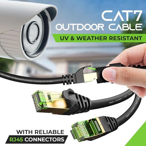 GearIT Cat7 Outdoor Ethernet Cable (75ft) SFTP Shielded Foil Twisted Pair, Pure Copper, LLDPE, Waterproof, Direct Burial, In-Ground, UV Resistant, POE, Network, LAN, Internet, Cat 7-75 Feet in Saudi Arabia