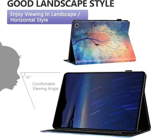 Dteck Folio Case for All-New Kindle Fire HD 10 & Fire HD 10 Plus 11th Generation 10.1 inch 2021 Release,Shockproof Protective PU Leather Case with Hand Strap Smart Stand Magnetic Cover,Stained Glass in Kuwait