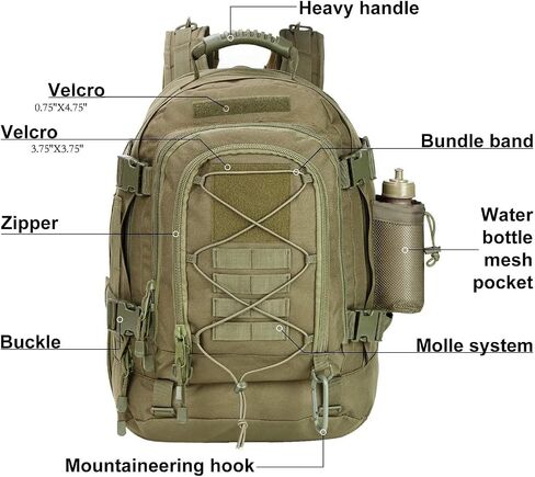 Expandable 40-64L Military Tactical Backpack 3 Day Bag Hiking Gym Sport Camping in Saudi Arabia