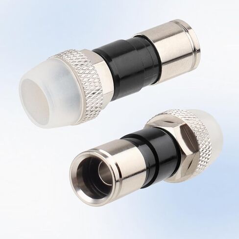 موصلات ضغط RG6 10 حزم، موصلات RG6 من النوع F 75 أوم، تركيب ضغط الكابل المحوري RG6 مع حلقة O لختم الطقس وحذاء مطاطي مقاوم للماء in Saudi Arabia